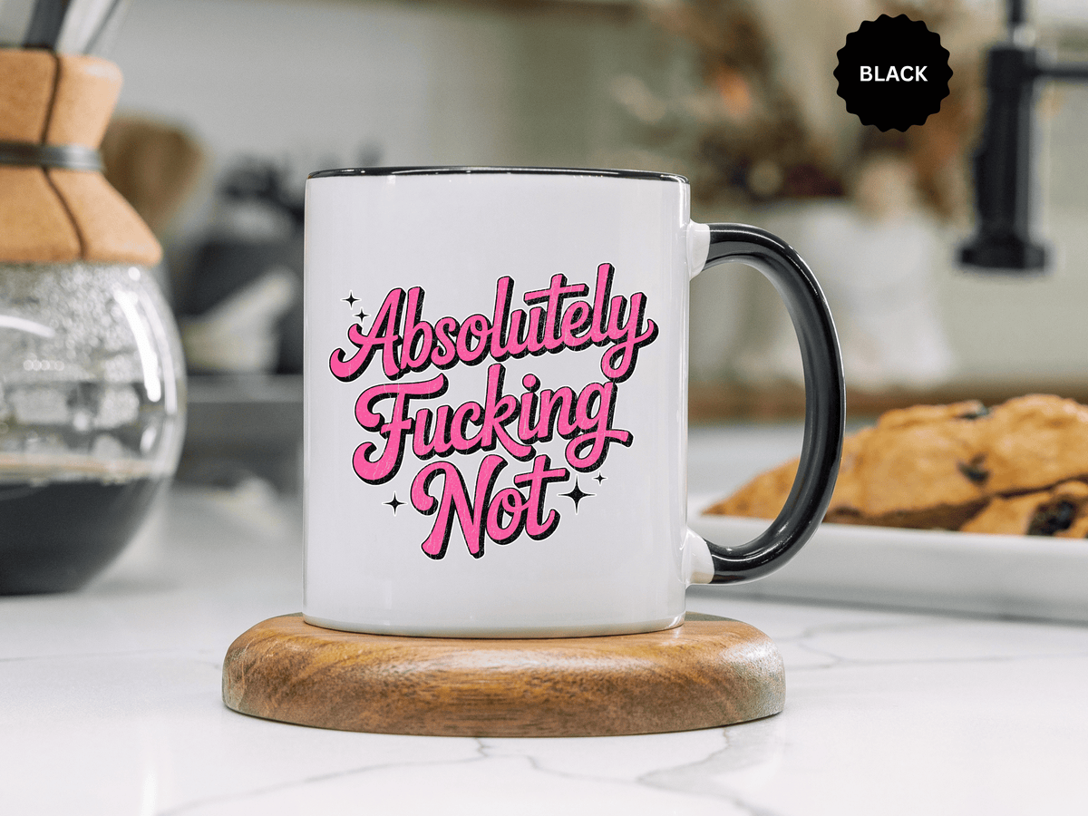 Absolutely Not Coffee Mug, Funny Sarcastic Pink Retro Lettering, Sassy Birthday Gift for a Best Friend or Office Work Bestie
