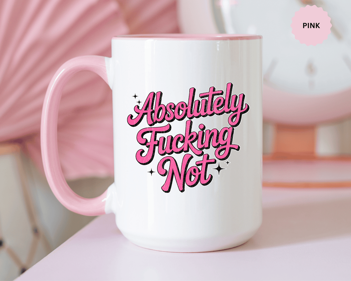 Absolutely Not Coffee Mug, Funny Sarcastic Pink Retro Lettering, Sassy Birthday Gift for a Best Friend or Office Work Bestie