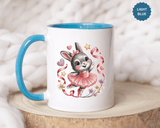 Ballerina Bunny Mug, Rabbit in a Pink Tutu with Flowers and Ribbons, Ballet Recital Gift for a Daughter or Dance Lover's Birthday Surprise