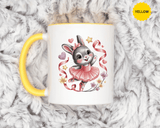 Ballerina Bunny Mug, Rabbit in a Pink Tutu with Flowers and Ribbons, Ballet Recital Gift for a Daughter or Dance Lover's Birthday Surprise