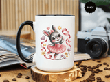 Ballerina Bunny Mug, Rabbit in a Pink Tutu with Flowers and Ribbons, Ballet Recital Gift for a Daughter or Dance Lover's Birthday Surprise