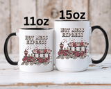 Hot Mess Express Coffee Mug, Pink Floral Train with Bows and Hearts, Funny Birthday Gift for a Busy Mom or Best Friend's Daily Coffee Break