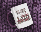 Hot Mess Express Coffee Mug, Pink Floral Train with Bows and Hearts, Funny Birthday Gift for a Busy Mom or Best Friend's Daily Coffee Break