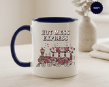 Hot Mess Express Coffee Mug, Pink Floral Train with Bows and Hearts, Funny Birthday Gift for a Busy Mom or Best Friend's Daily Coffee Break