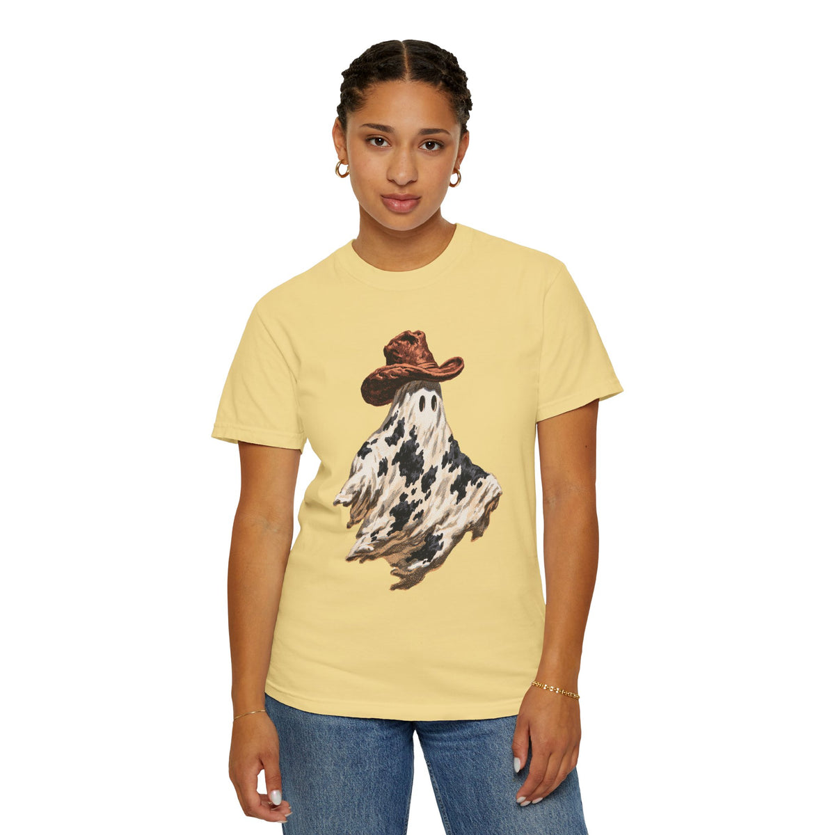 Western Ghost Halloween Shirt, Cowboy Hat Spooky Graphic Tee, Cute Vintage Fall Gift for Cowgirl, Country October Outfit for Women