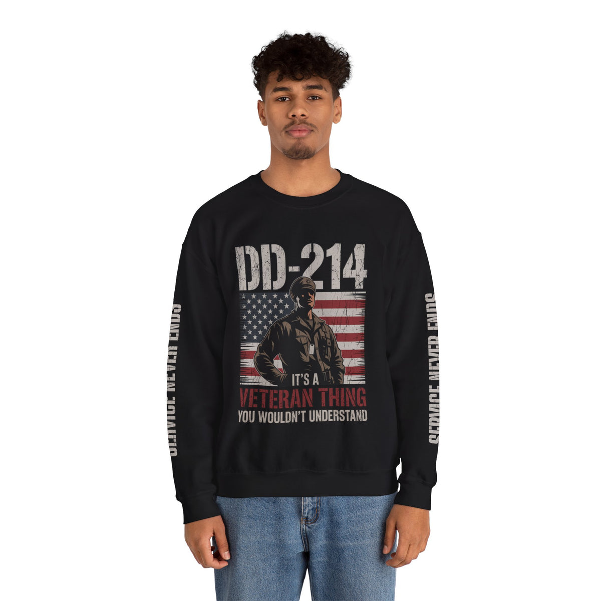 DD-214 Veteran Sweatshirt, Military Veteran Crewneck, American Flag Pullover, Veteran Gift for Him, Patriotic Fourth of July Top