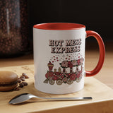 Hot Mess Express Coffee Mug, Pink Floral Train with Bows and Hearts, Funny Birthday Gift for a Busy Mom or Best Friend's Daily Coffee Break