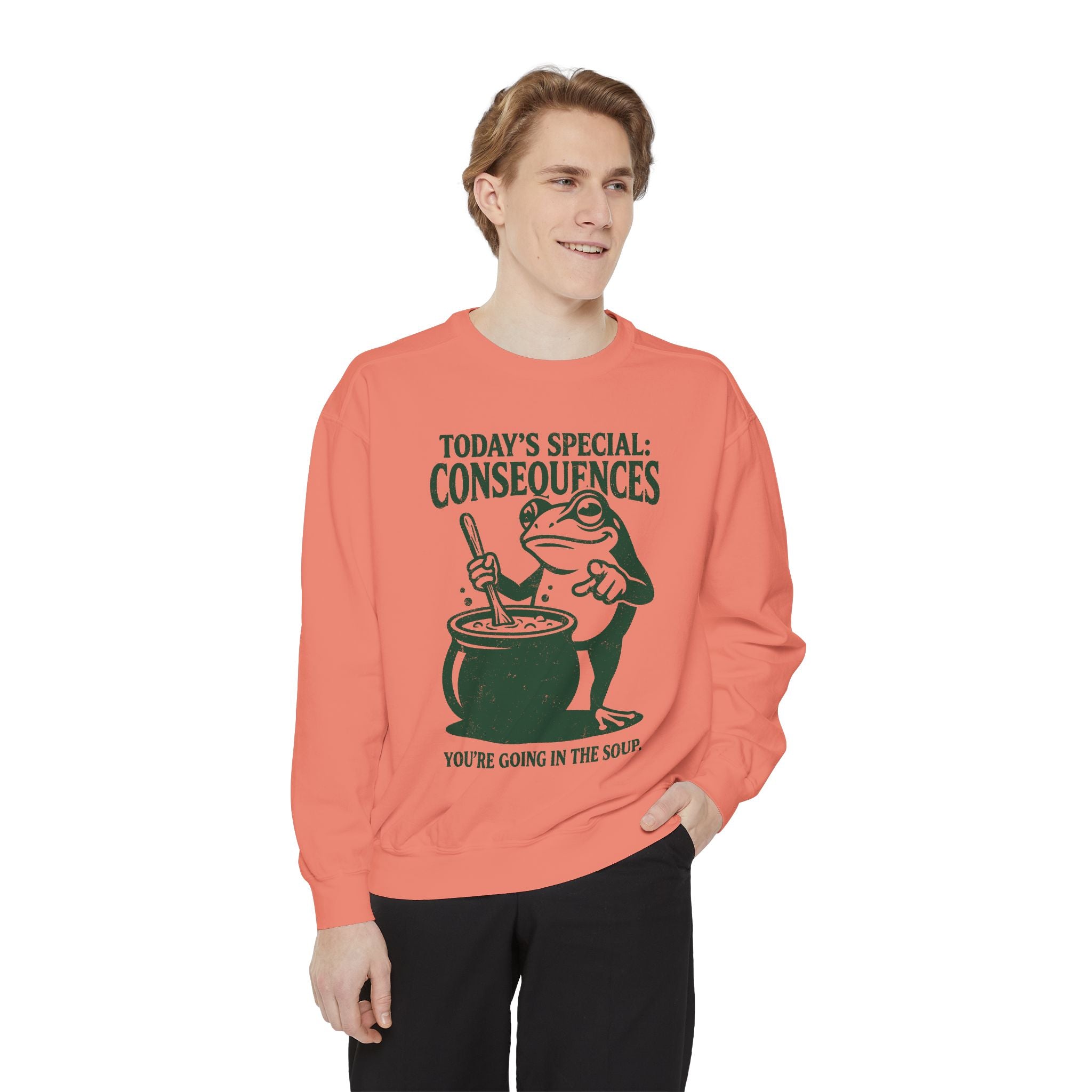 Funny Frog Comfort Colors Sweatshirt, Today's Special Consequences Graphic Crewneck, Sarcastic Meme Sweatshirt Gift