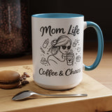 Mom Life Coffee and Chaos Mug, Funny Mom Coffee Mug, Motherhood Humor Gift, Busy Mom Cup, Mother's Day Gift for Coffee Lover