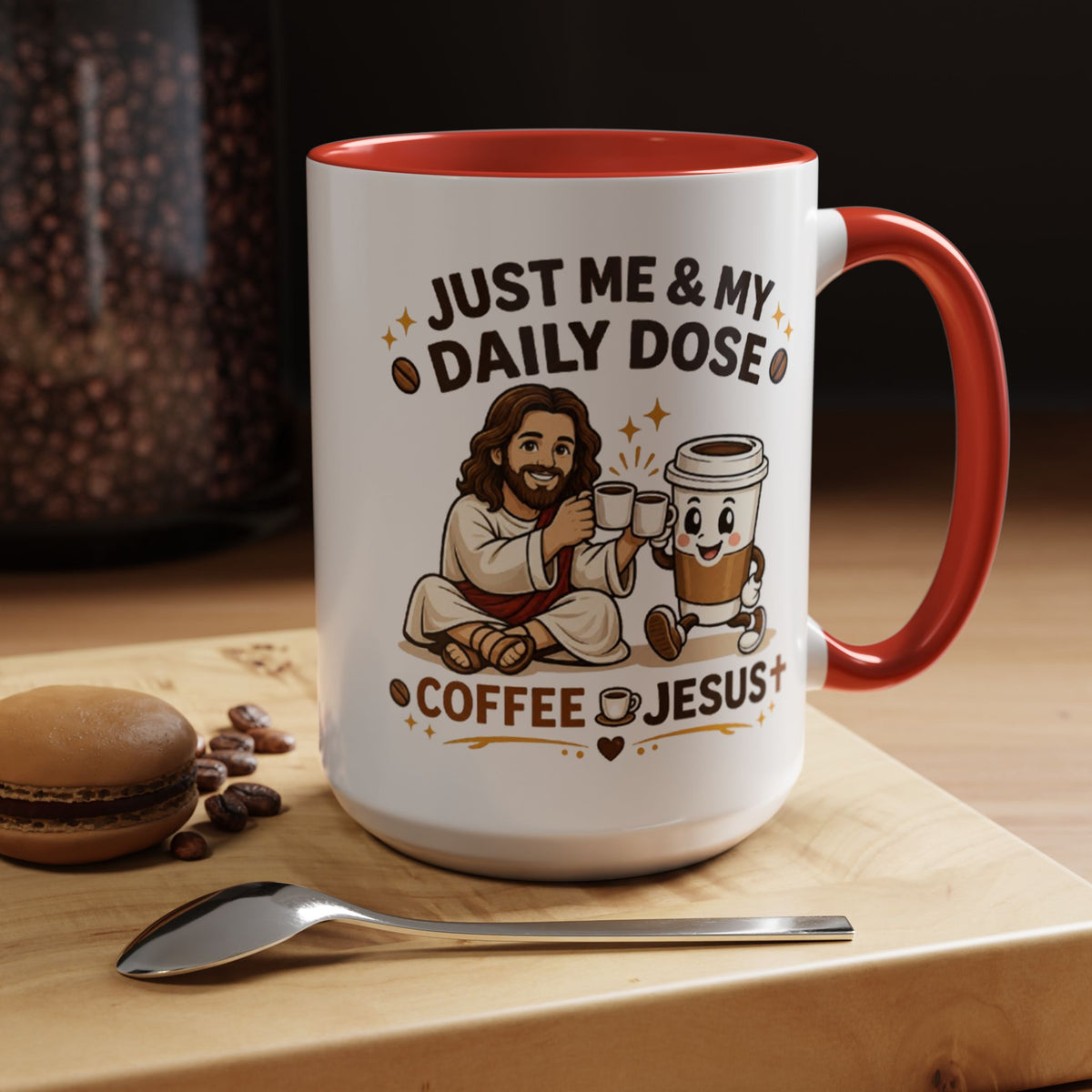 Christian Coffee Lover Mug, Just Me and My Daily Dose Coffee and Jesus Mug, Faith Based Coffee Mug, Christian Gift for Women Me