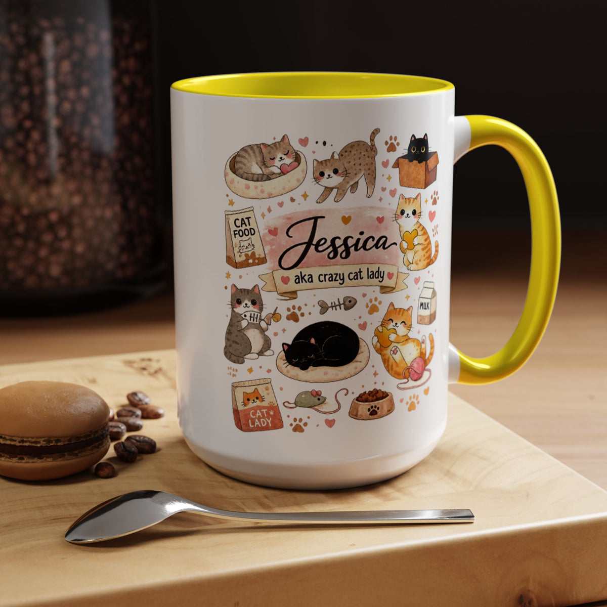 Personalized Cat Mom Mug, Custom Crazy Cat Lady Coffee Mug, Cat Lover Gift with Name, Cute Cat Mom Mug for Women