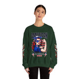 American Empowered Women Sweatshirt, Patriotic Rosie Style Crewneck, USA Flag Pullover, Fourth of July Outfit, Feminist Gift for Her