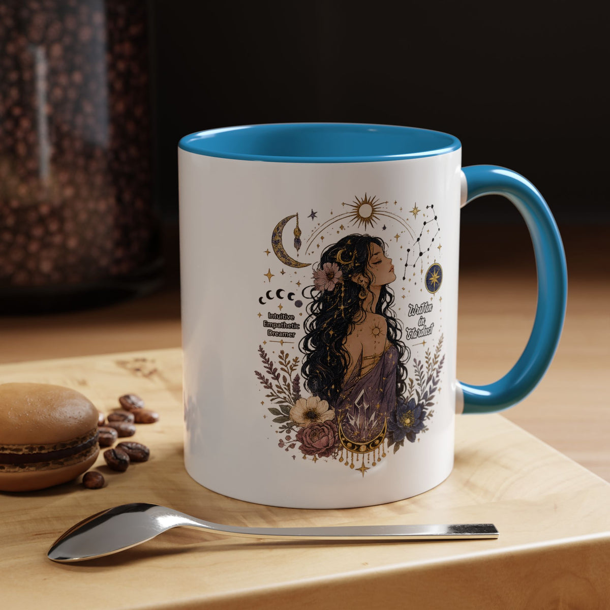 Intuitive Dreamer Astrology Coffee Mug, Mystic Woman Zodiac Mug, Written in Stardust Cup, Celestial Goddess Gift, Spiritual Coffee Mug