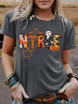 Halloween printed short sleeved t-shirt for women