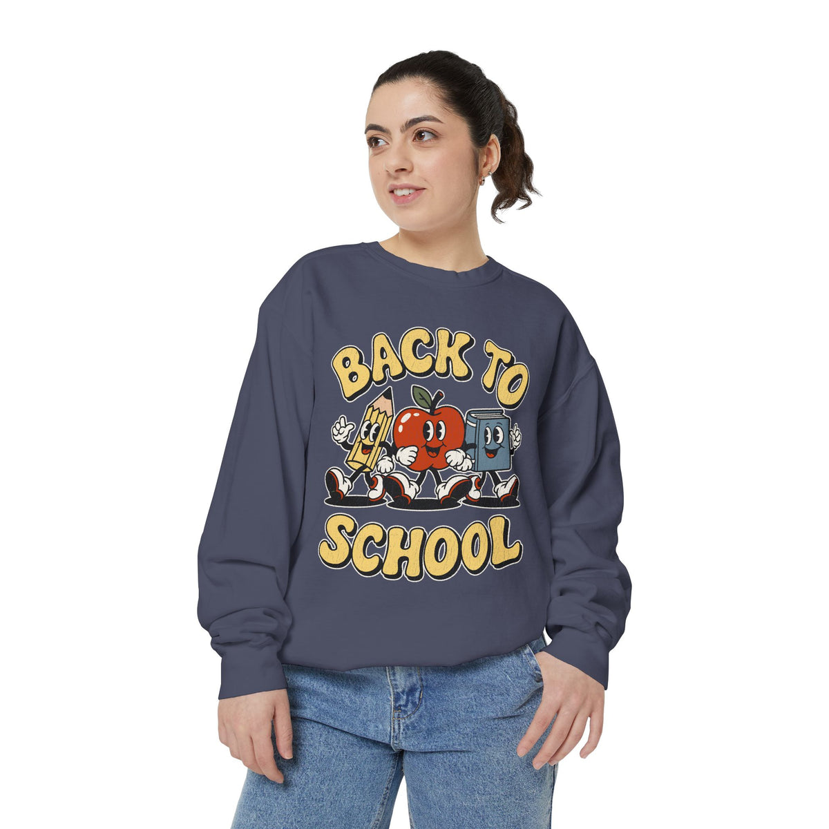 Back to School Sweatshirt, Retro Apple Pencil and Book Pullover, Teacher Crewneck, First Day Classroom Outfit, Educator Gift, School Staff