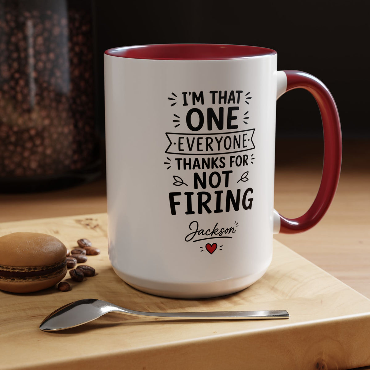 Personalized Funny Boss Mug, Thanks for Not Firing Us Coffee Cup, Custom Manager Name Gift, Coworker Office Humor, Boss Day Present