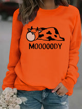 Round neck MOOOOODY printed pullover sweatshirt sweatshirt