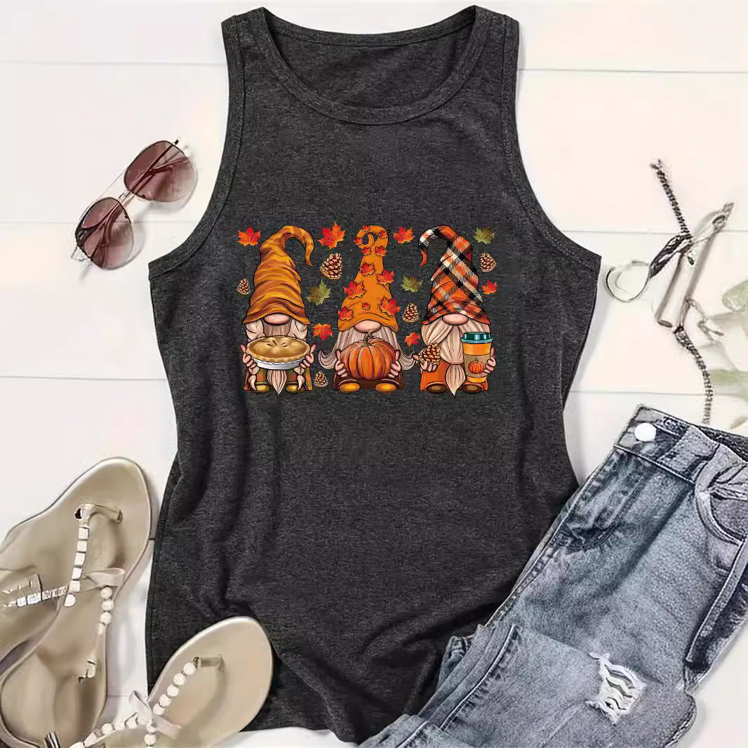 Halloween printed round neck vest