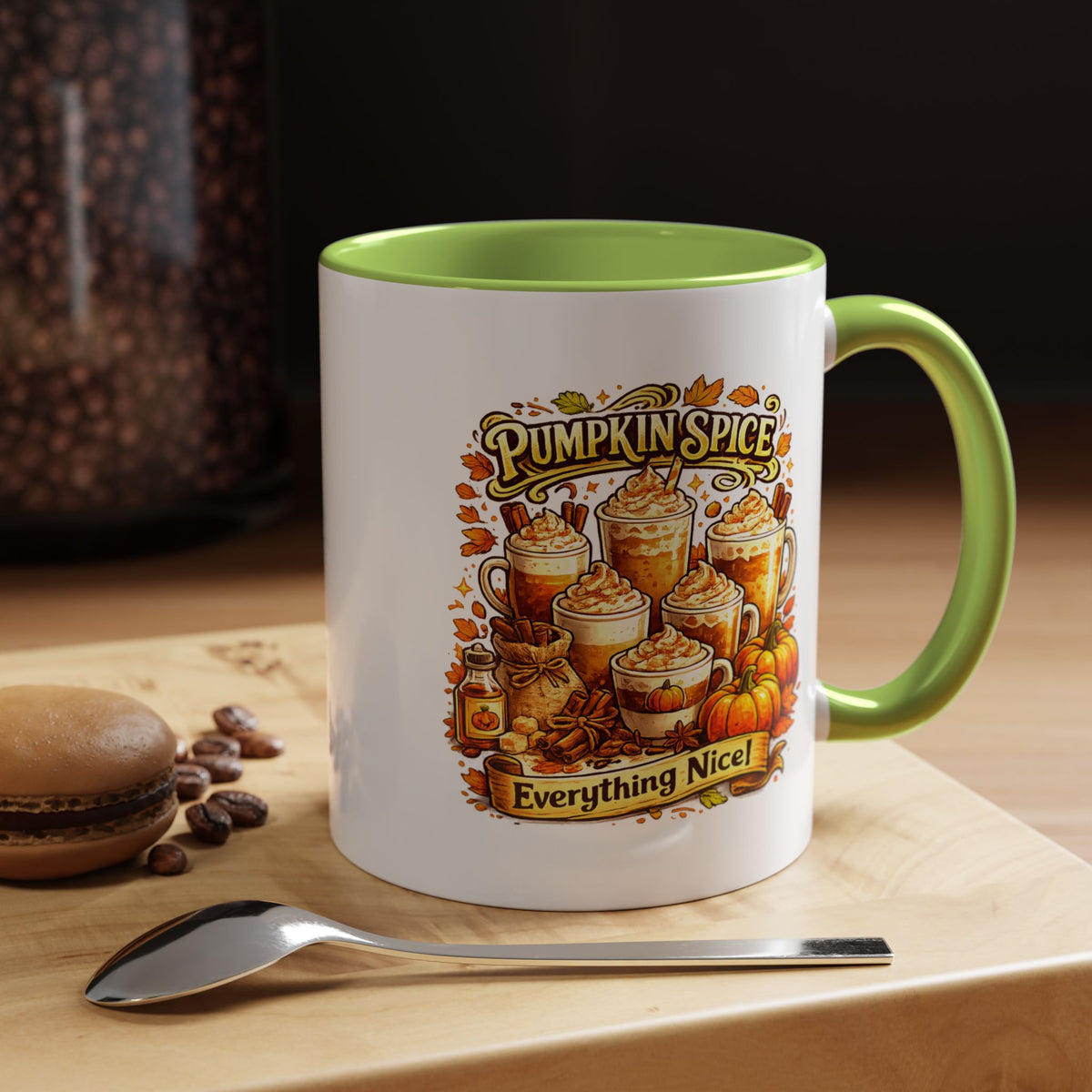 Pumpkin Spice Coffee Mug, Everything Nice Fall Cup, Autumn Latte Gift for Coffee Lover, Thanksgiving Hostess or Pumpkin Season Fan