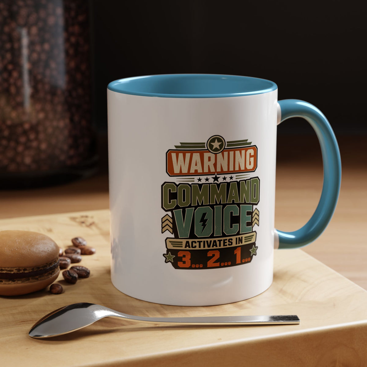 Funny Military Command Voice Mug, Warning Countdown Coffee Cup, Army Dad or Veteran Gift for Him, Retirement Birthday Humor Present