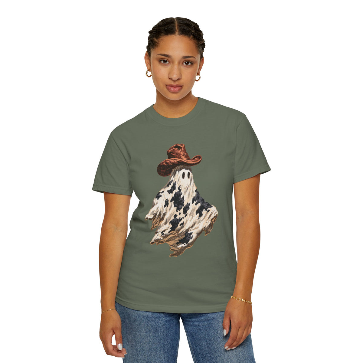 Western Ghost Halloween Shirt, Cowboy Hat Spooky Graphic Tee, Cute Vintage Fall Gift for Cowgirl, Country October Outfit for Women