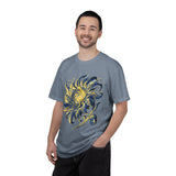 Celestial Sun Graphic Shirt, Blue and Gold Cosmic T-Shirt, Mystical Night Sky Tee, Astrology Gift for Stargazers and Dreamers, Gift Idea