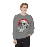 Skull Santa Sweatshirt, Gothic Christmas Crewneck, Creepy Holiday Skeleton Pullover, Alternative Xmas Gift for Metalhead or Horror Fan