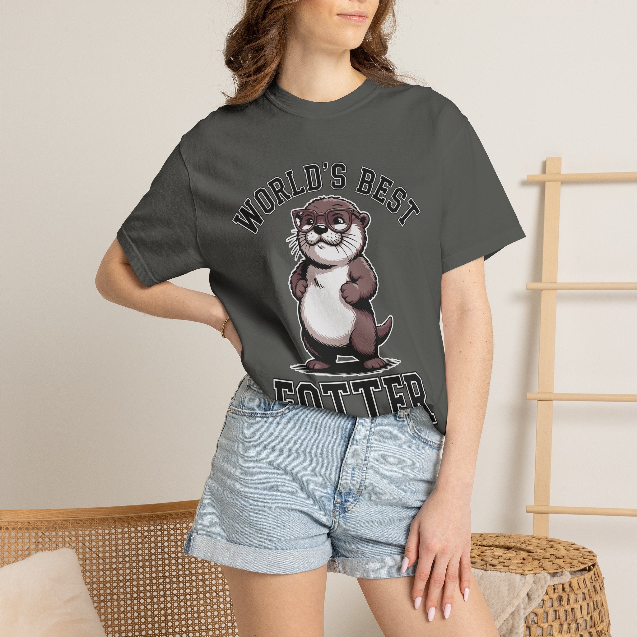 Funny Otter Dad Comfort Colors Shirt, World’s Best Fotter Graphic Tee, Cute Father’s Day Shirt, Animal Lover Dad Gift Tee