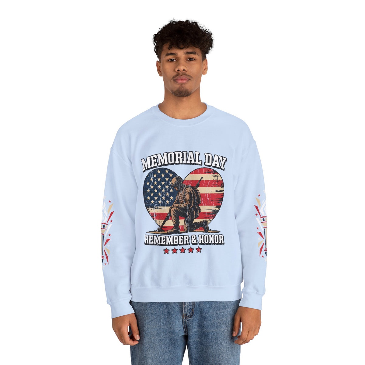 Memorial Day Sweatshirt, Patriotic Military Pullover, Remember and Honor American Flag Crewneck, Veteran Gift, Memorial Day Shirt