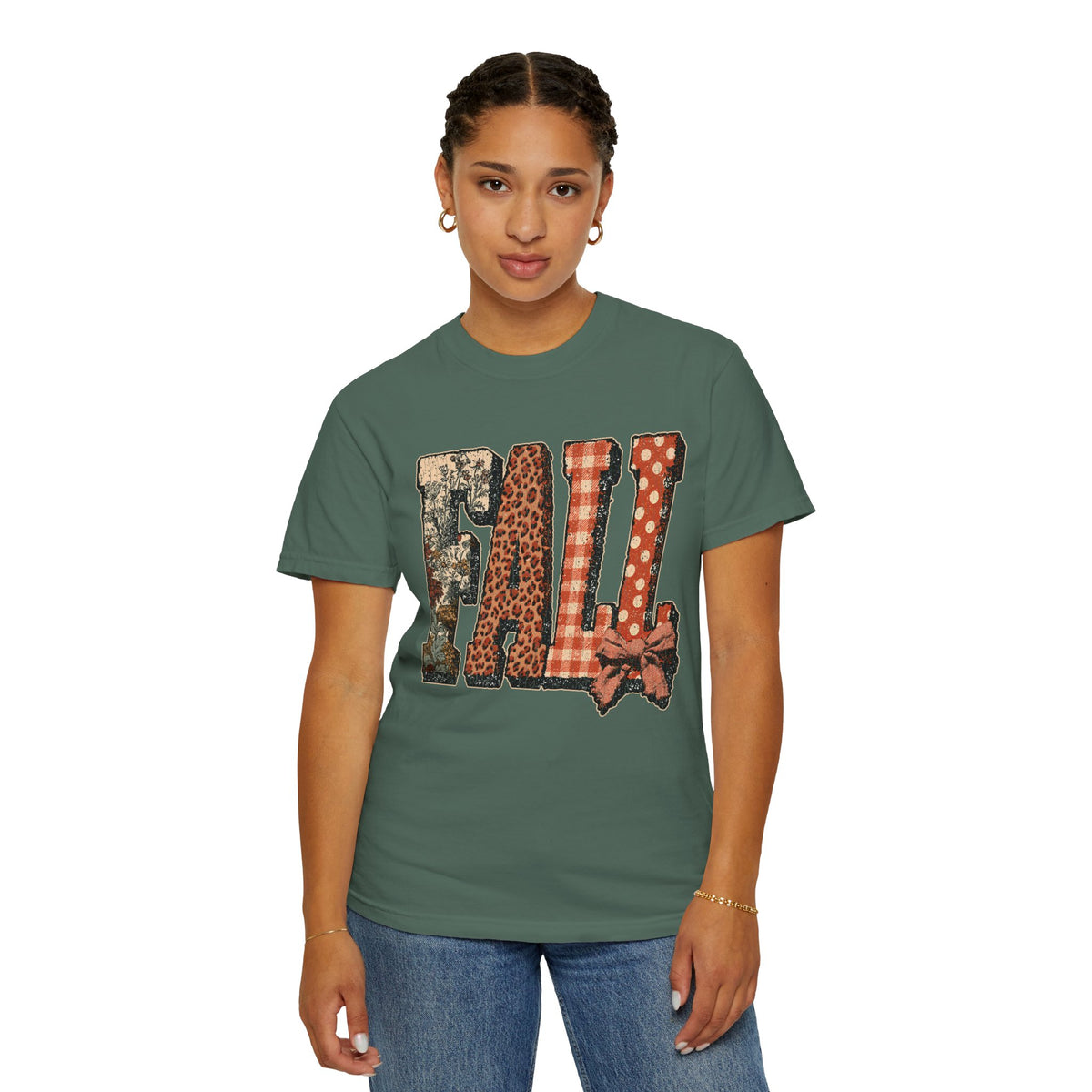 Patchwork Fall Shirt, Floral Leopard Plaid Autumn Graphic Tee, Coquette Bow Seasonal Gift for Women, Cozy Thanksgiving Outfit for Her