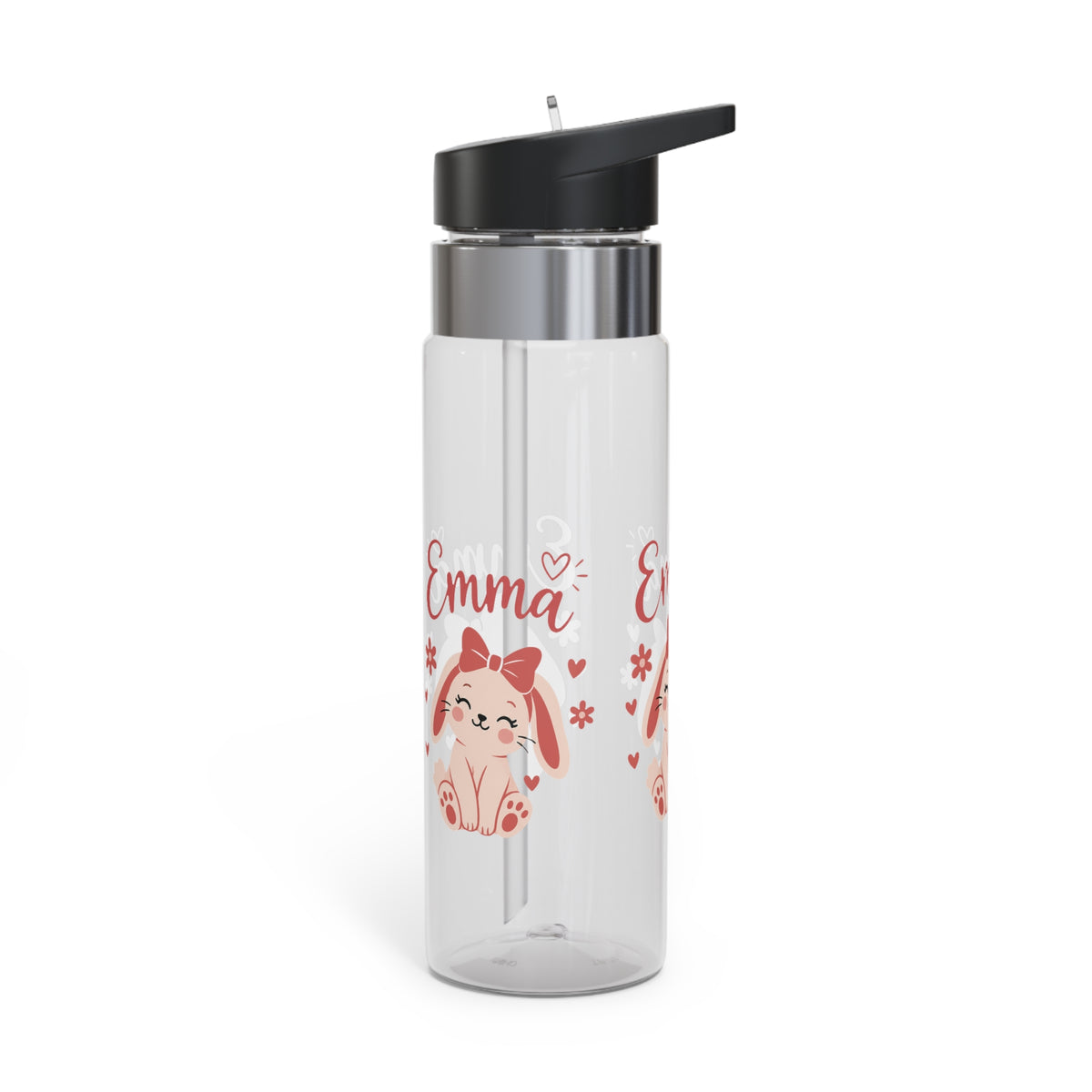 Cute Bunny Personalized Water Bottle, Custom Name Drink Bottle, Adorable School Gift, Rabbit Lover Gift, Birthday Gift, Reusable Kids Bottle