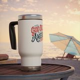 God Bless America Travel Mug, Patriotic Stainless Steel Coffee Cup, Vintage USA Drinkware, American Pride Gift, 4th of July