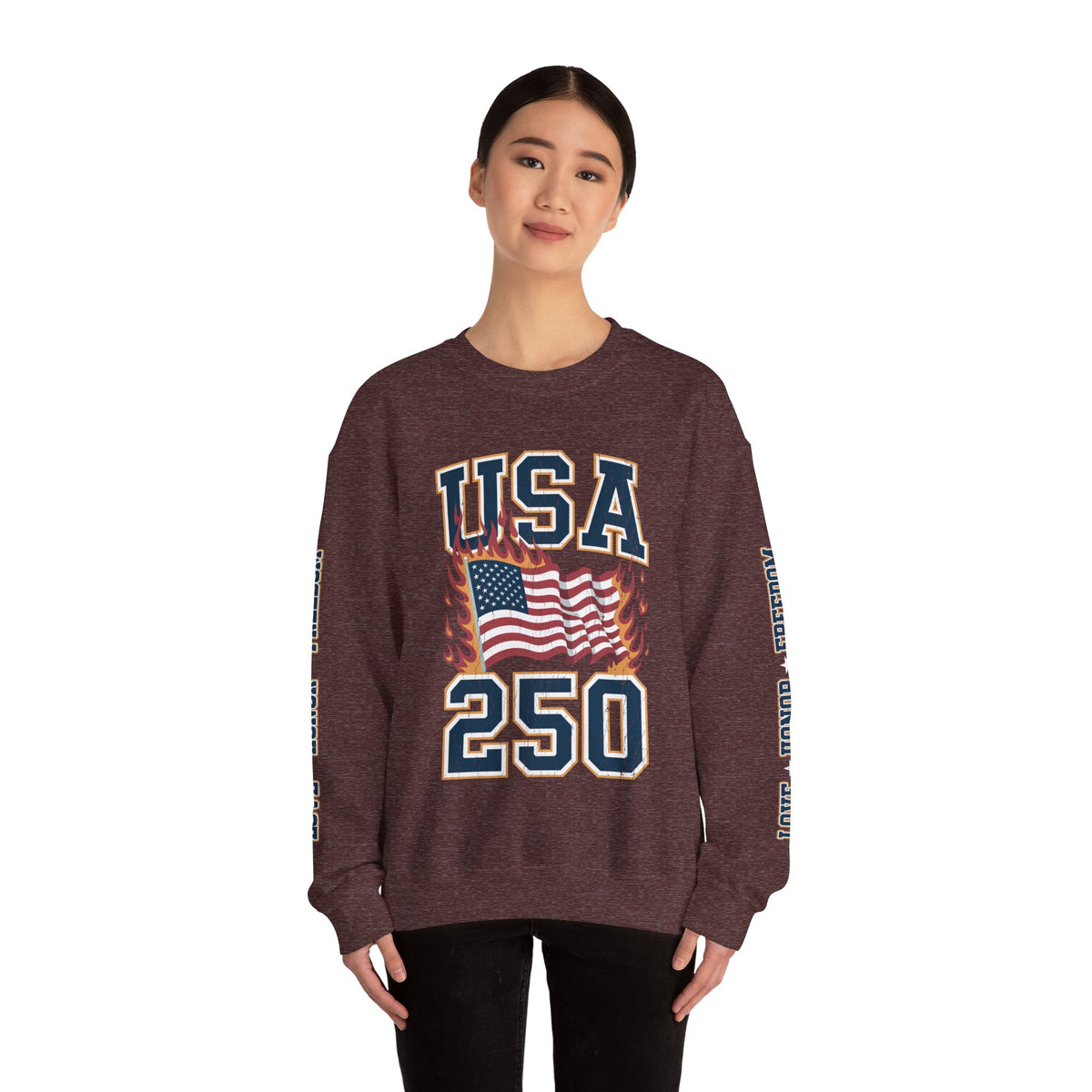 USA 250 Sweatshirt, American Flag Crewneck, Patriotic Pullover, USA 250th Anniversary Gift, Fourth of July Shirt, Americana Top