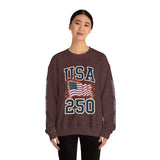 USA 250 Sweatshirt, American Flag Crewneck, Patriotic Pullover, USA 250th Anniversary Gift, Fourth of July Shirt, Americana Top