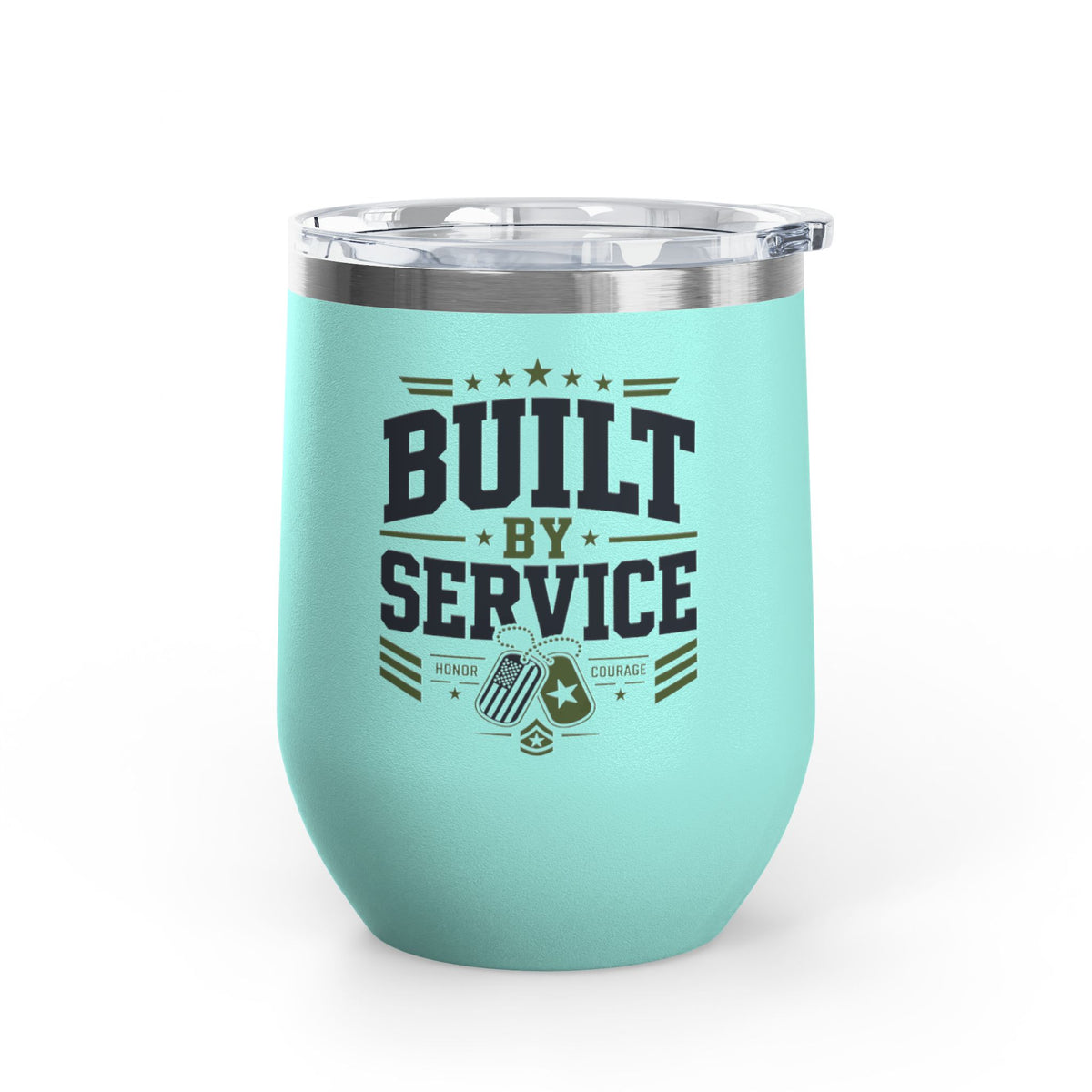 Military Wine Tumbler, Built by Service Gift for Veteran, Patriotic Drinkware for Him, Military Appreciation Gift, Veterans Day Gift