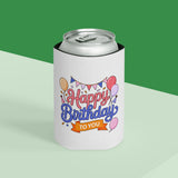 Happy Birthday to You Can Cooler, Pink and Blue Balloon Design, Festive Party Drink Holder, Birthday Gift for a Sister or Your Best Friend