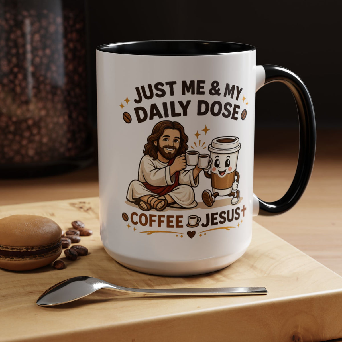 Christian Coffee Lover Mug, Just Me and My Daily Dose Coffee and Jesus Mug, Faith Based Coffee Mug, Christian Gift for Women Me