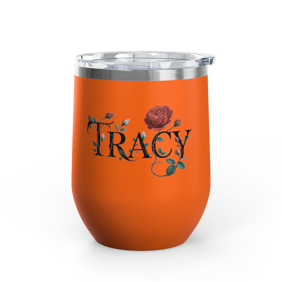 Personalized Floral Wine Tumbler, Custom Name Rose Tumbler, Botanical Drinkware for Women, Personalized Gift for Her, Garden Lover Gift