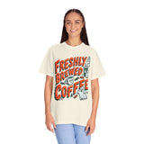 Coffee Lover Halloween Shirt, Freshly Brewed Coffee Ghost T-Shirt, Cute Spooky Season Gift for Barista and Caffeine Fan, Gift for Her
