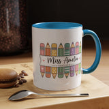 Personalized Teacher Pencil Mug, Custom Teacher Name Coffee Mug, Teacher Appreciation Gift, Back to School Teacher Cup