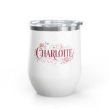 Personalized Wine Tumbler with Name, Floral Rose Drink Cup, Custom Gift for Her, Feminine Drinkware, Birthday Gift, Bridesmaid Gift