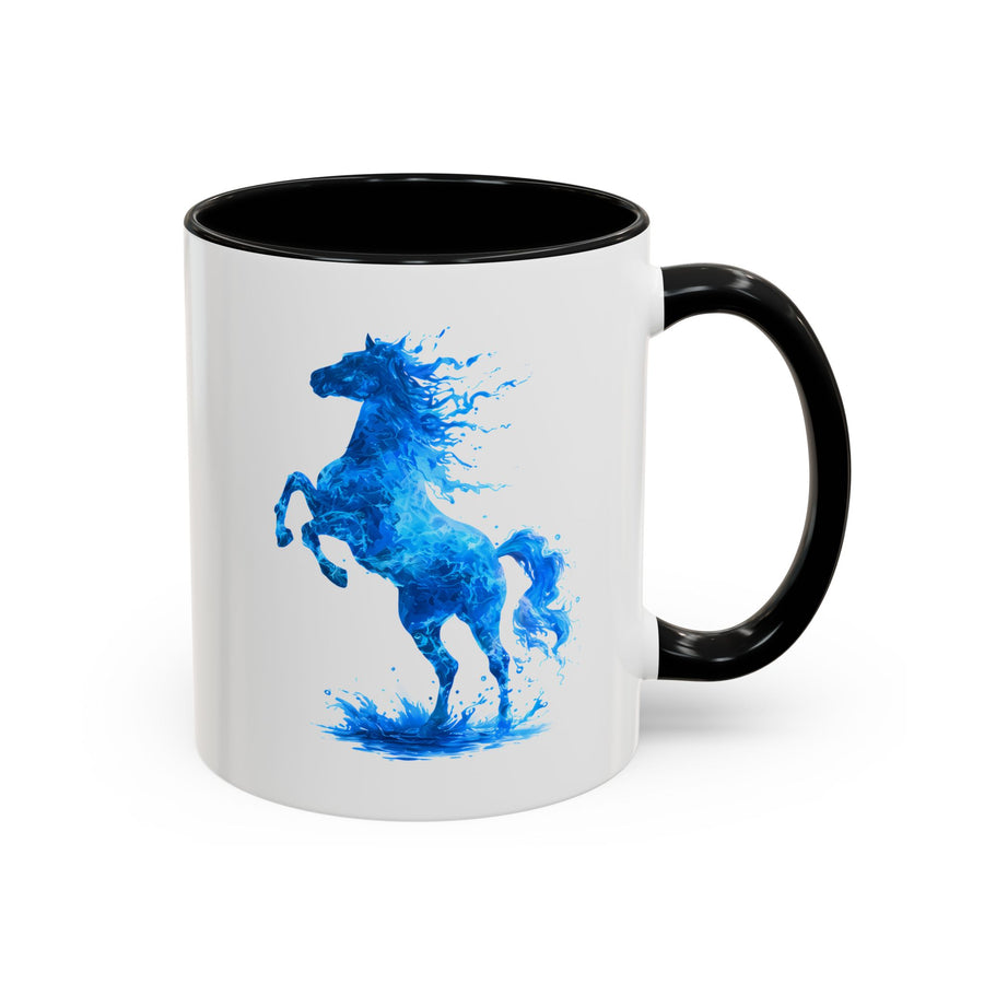 Blue Water Horse Mug, Abstract Horse Lover Coffee Mug, Majestic Stallion Art Cup, Equestrian Gift for Horse Lovers