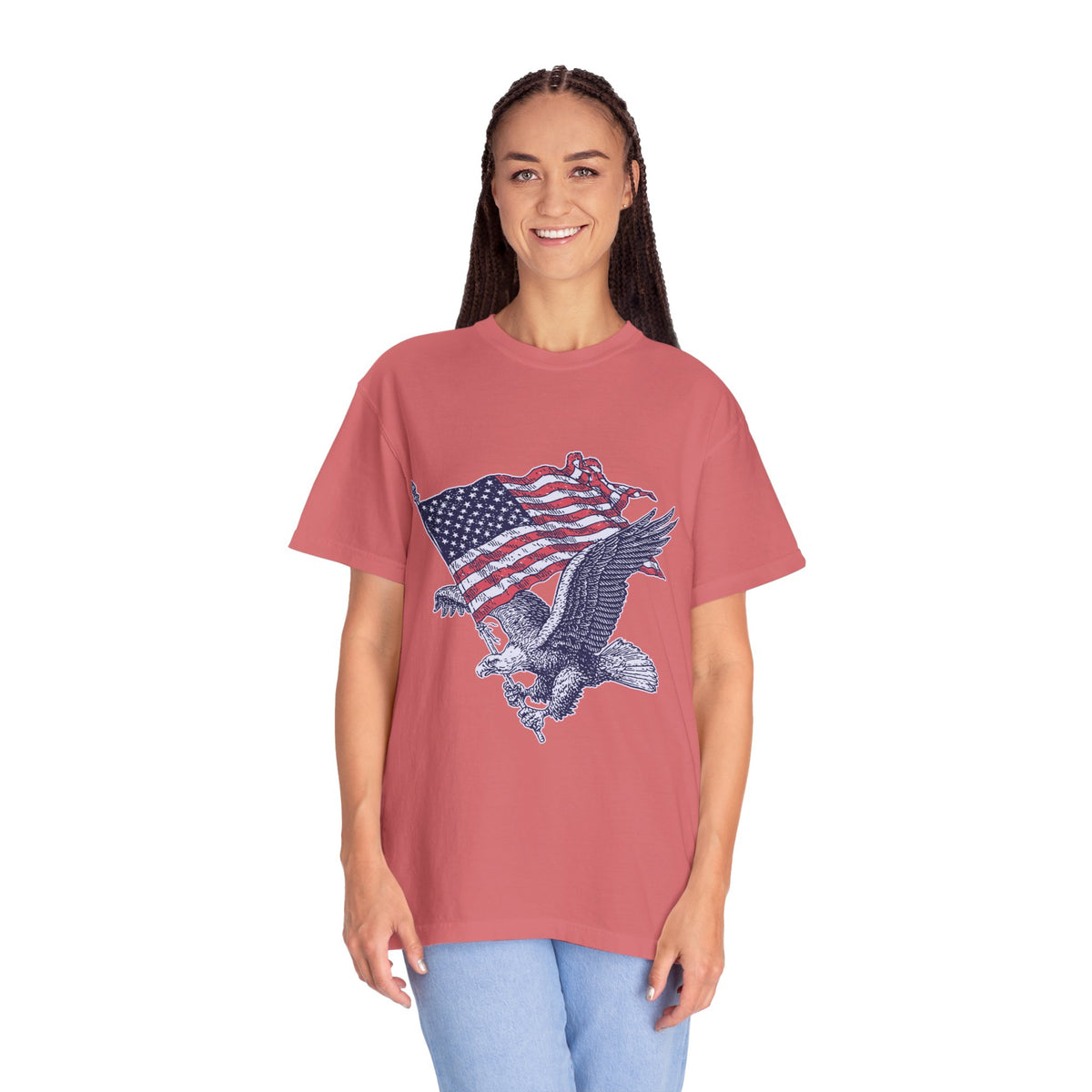 Bald Eagle American Flag Shirt, Retro Patriotic Graphic, Gift for USA Pride Fans, Fourth of July Celebrations and Everyday Clothing