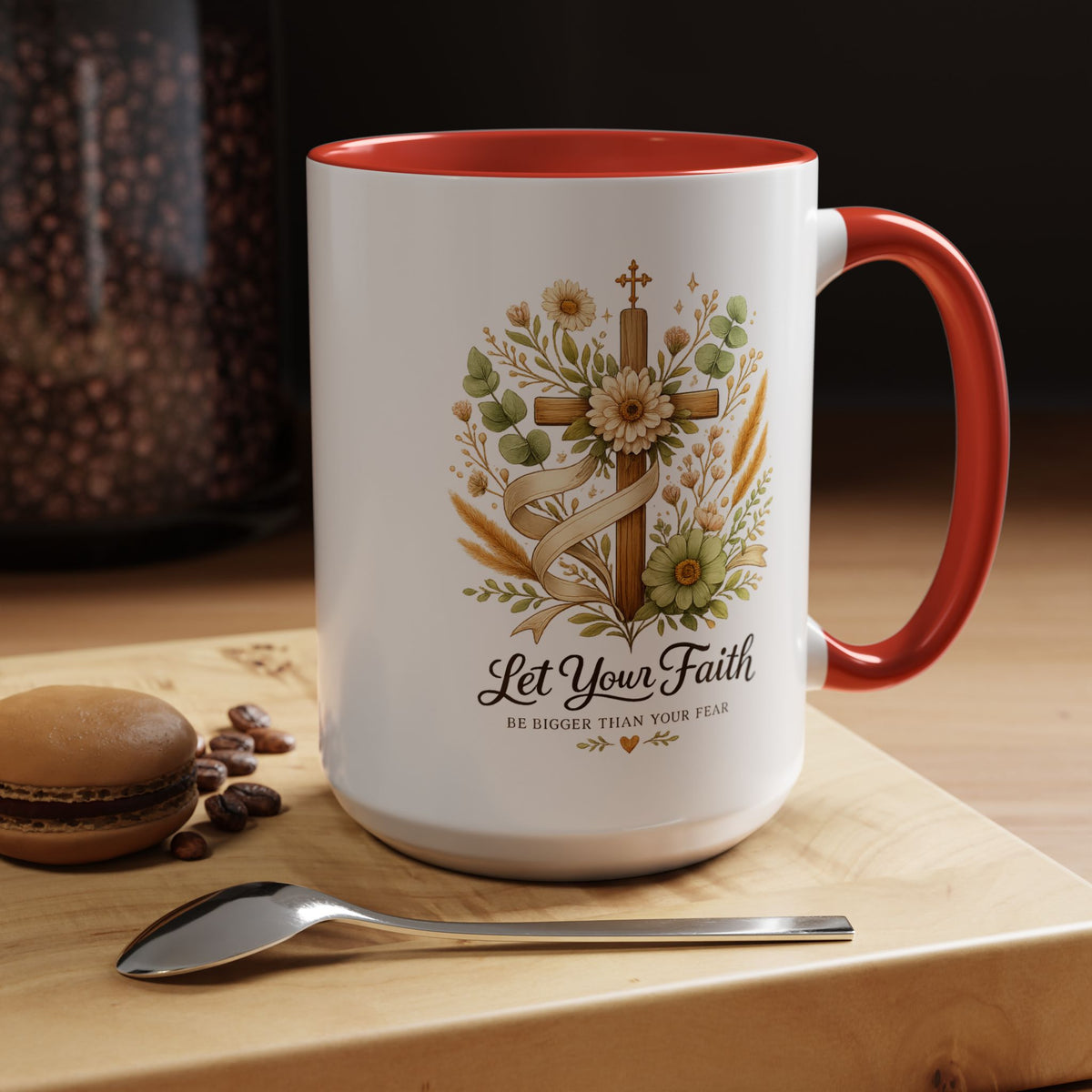Christian Faith Inspirational Mug, Let Your Faith Be Bigger Than Your Fear Coffee Mug, Religious Gift for Women, Prayer Mug