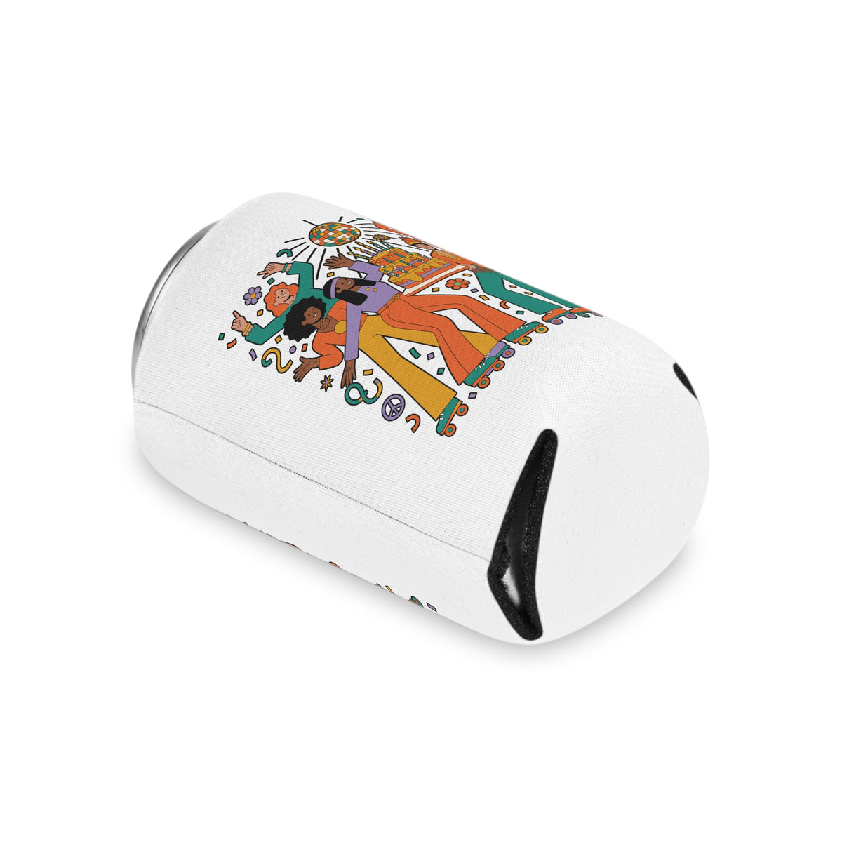 Retro Disco Birthday Can Cooler, 70s Roller Skating Party Design, Groovy Drink Holder, Gift for a Skater Friend Who Loves Vintage Aesthetics