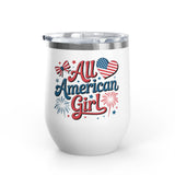 All American Girl Wine Tumbler, Patriotic Drinkware for Women, 4th of July Wine Cup, USA Gift for Her, Summer Party Favor, American Pride