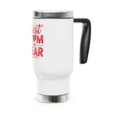 Best Mom of the Year Stainless Steel Travel Mug, Mother's Day Gift for Mom, Leopard Heart Coffee Cup, Mom Appreciation Drinkware