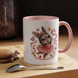Ballerina Bunny Mug, Rabbit in a Pink Tutu with Flowers and Ribbons, Ballet Recital Gift for a Daughter or Dance Lover's Birthday Surprise