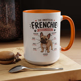 Anatomy of a Frenchie Coffee Mug, Funny French Bulldog Lover Gift, Cute Dog Mom Dad Anatomy Ceramic Tea Cup with Black Handle