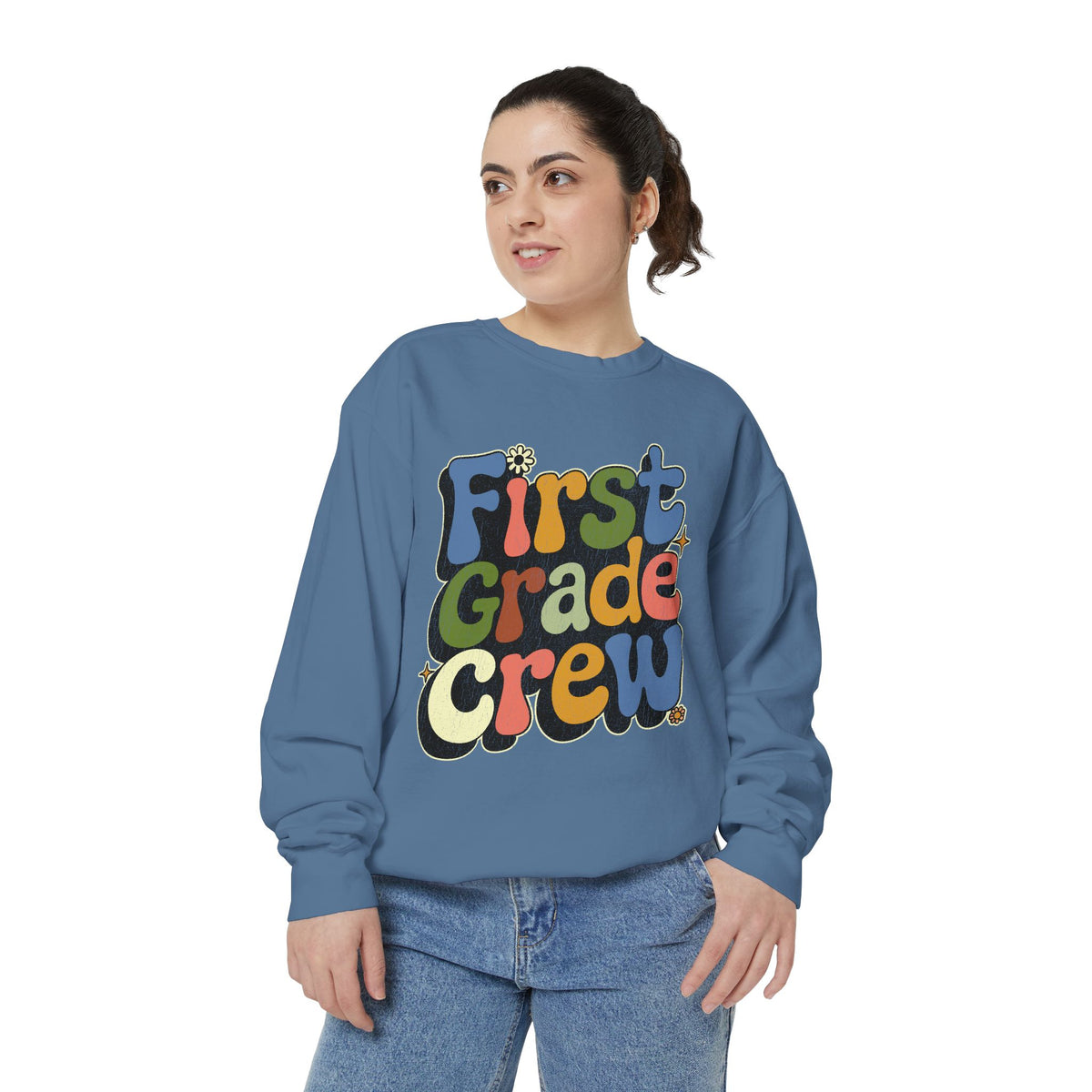 First Grade Crew Sweatshirt, Retro Teacher Team Crewneck, Elementary School Staff Gift, First Day Classroom Outfit, Grade One Team Pullover
